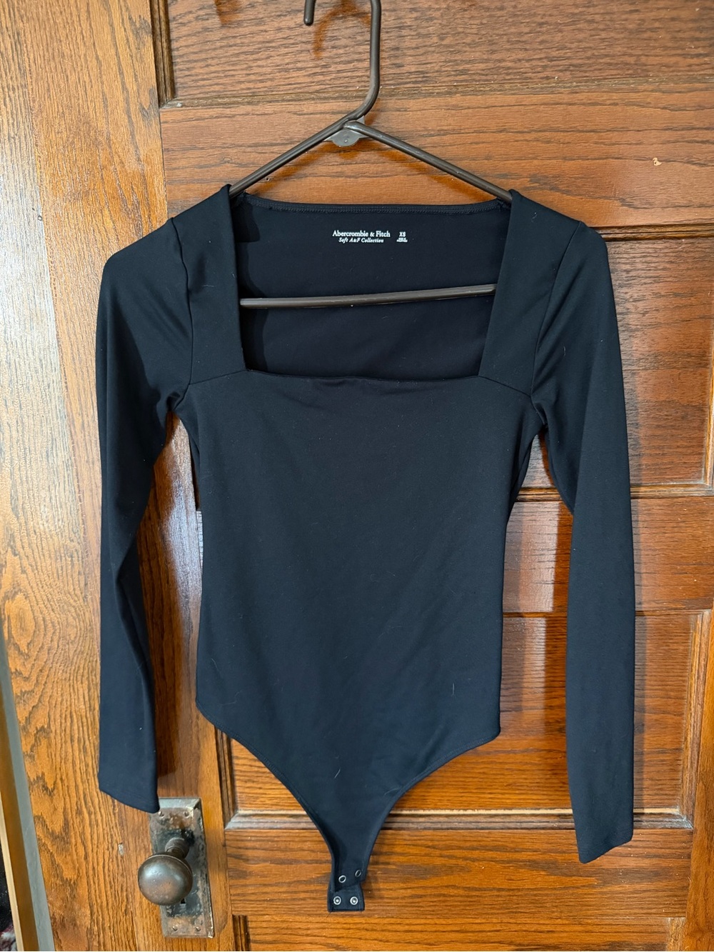 Abercrombie & Fitch Black Long Sleeve Square Neck Bodysuit